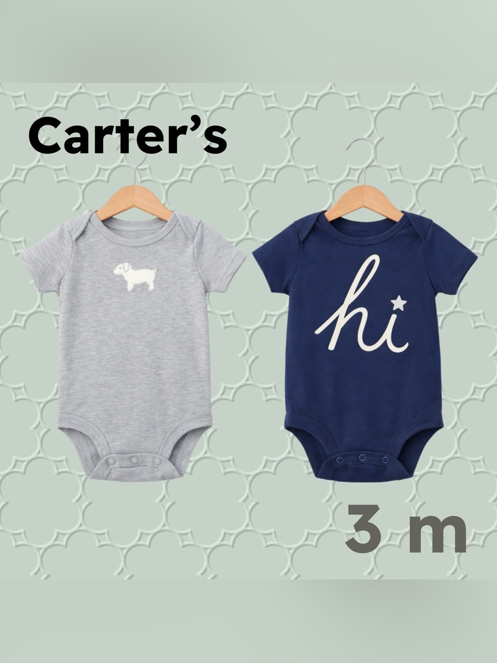 🇺🇸👍GUC CARTER’S | 3 m | 2X Unisex Baby blue dog print short sleeves onesies